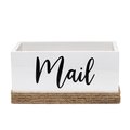 Elegant Designs Mail Holder, Sorter with Wrapped Roped Bottom, Cutout Handles, and Mail Script in Black, White HG2036-WHT